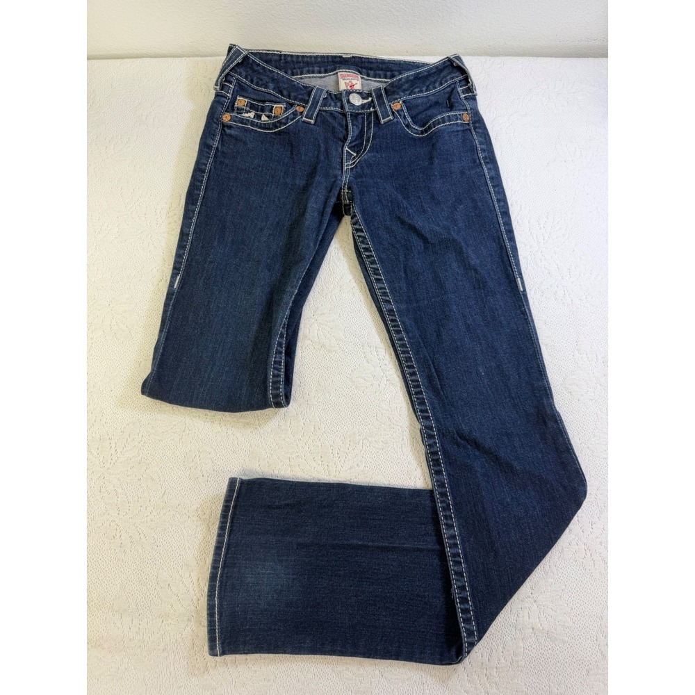 True Religion Joey Bootcut Jeans Dark Wash Contrast Stitch Size 27 Made in USA